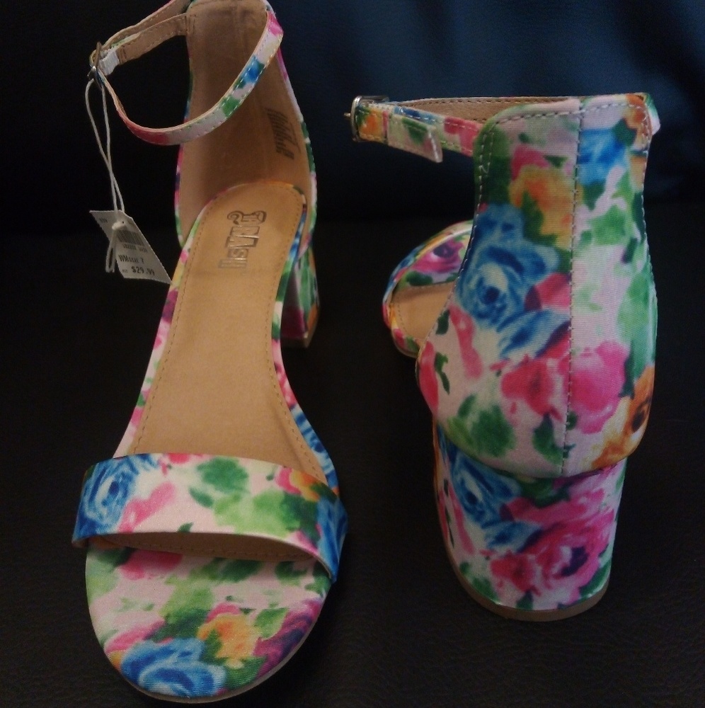 Brash 2" Chunky Heel Sandals - White/Floral